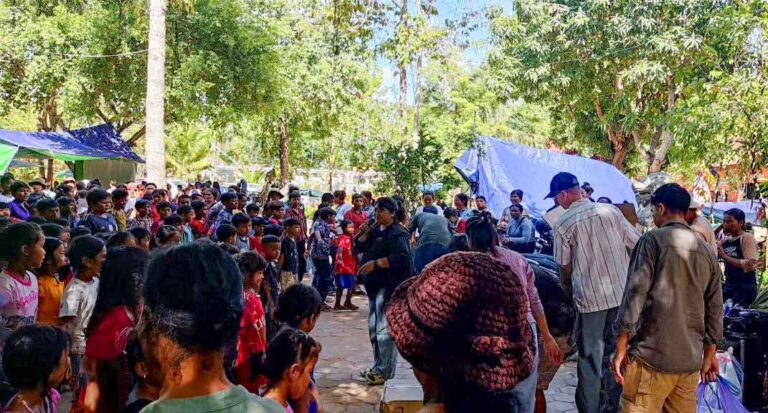 Photo of our team serving families displaced by the border conflict.