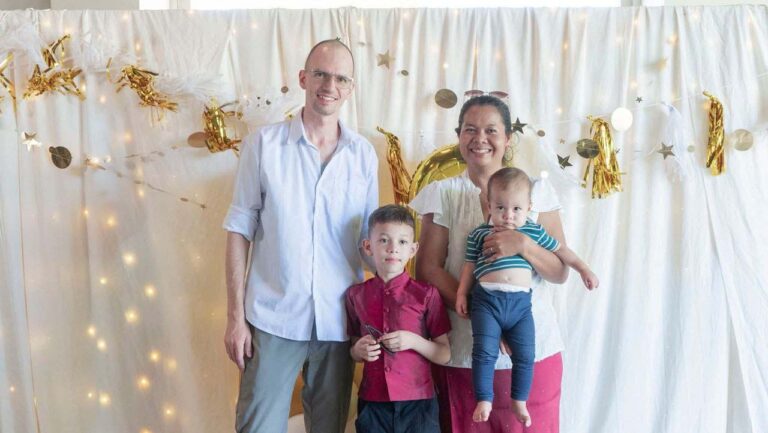 Photo of our family standing together